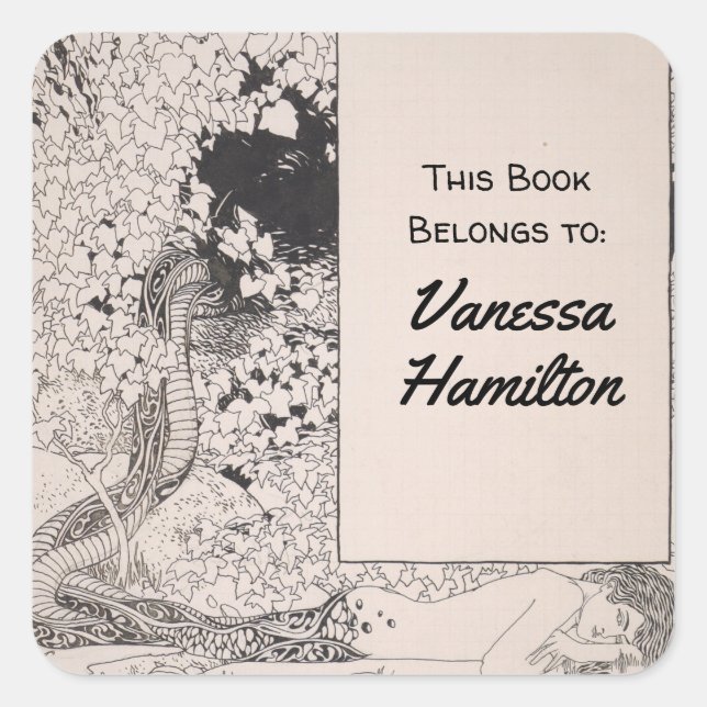 Pegatina Cuadrada Sirena de Koloman Moser (Anverso)