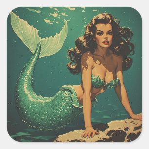 Pegatina Cuadrada Sirena del fondo