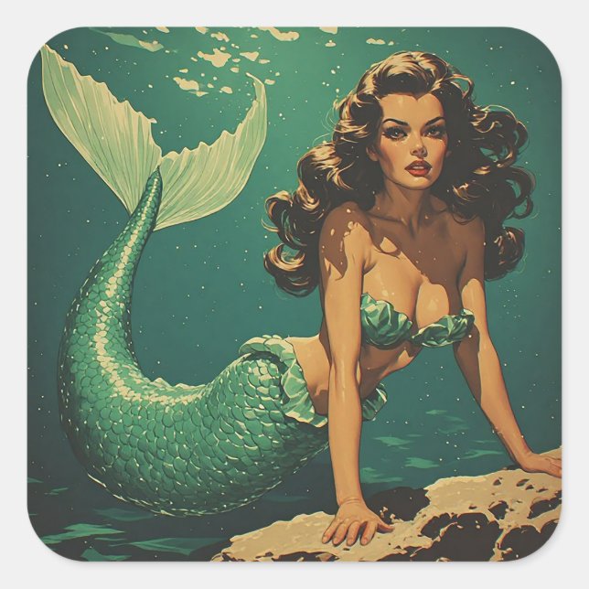 Pegatina Cuadrada Sirena del fondo (Anverso)