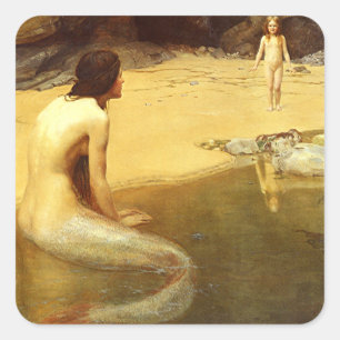 Pegatina Cuadrada Sirena e hijo