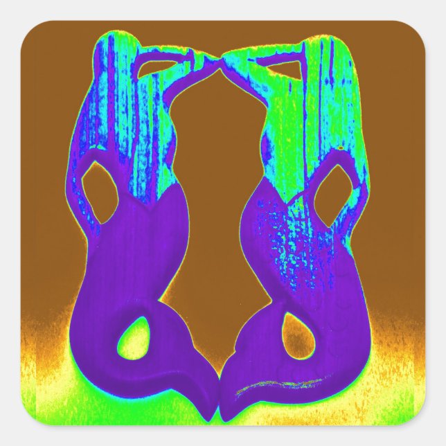 Pegatina Cuadrada sirenas moradas gemelas (Anverso)