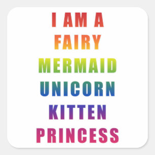 Pegatina Cuadrada Sirenita Sirena Mar Océano Divertido cumpleaños