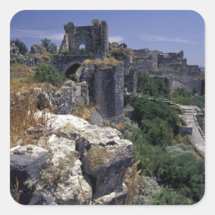 Pegatina Cuadrada Siria, Castillo de Marqab, castillo de los Cruzado
