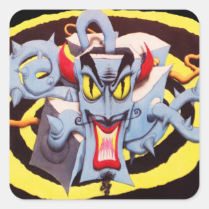 Pegatina Cuadrada Sistema de sonido malintencionado y malvado