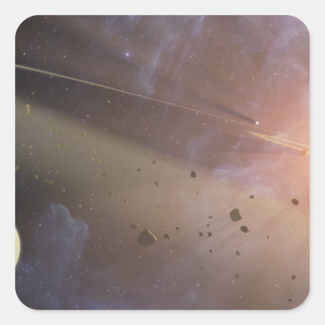 Pegatina Cuadrada Sistema planetario Epsilon Eridani (Anverso)