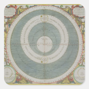 Pegatina Cuadrada Sistema Ptolemaic, 'del atlas celestial, o Th