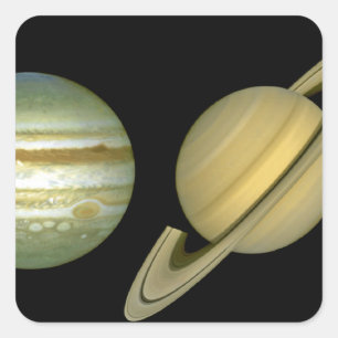 Pegatina Cuadrada Sistema solar ~ Vista larga