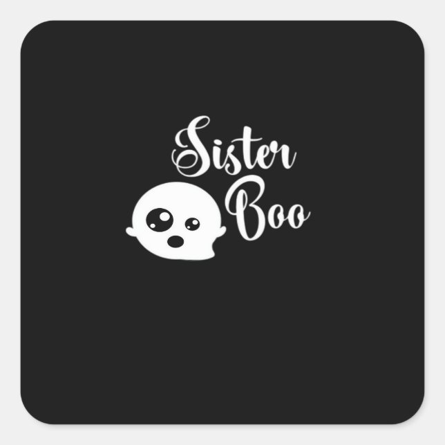 Pegatina Cuadrada Sister Boo Halloween (Anverso)