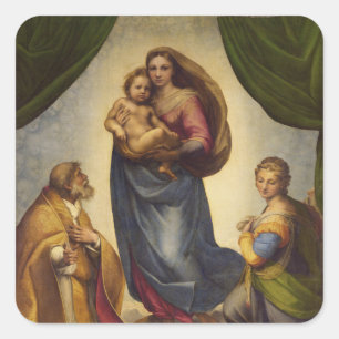 Pegatina Cuadrada Sistina Madonna por Rapahel