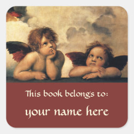 Pegatina Cuadrada Sistine Madonna Angels de Raphael, arte renacentis