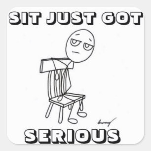 Pegatina Cuadrada SIT ACABA DE CONSEGUIR Pegatinas SERIOS - Conjunto