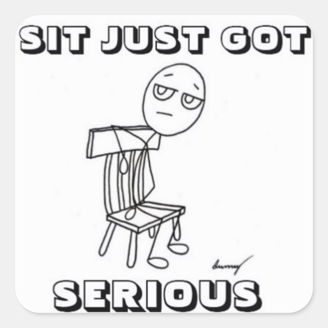 Pegatina Cuadrada SIT ACABA DE CONSEGUIR Pegatinas SERIOS - Conjunto (Anverso)