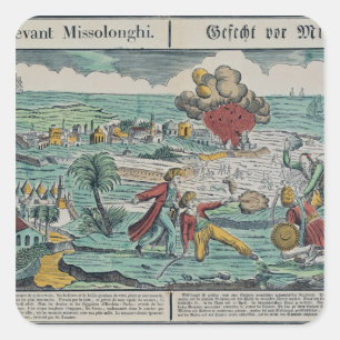 Pegatina Cuadrada Sitio de Missolonghi, 22 de abril de 1826