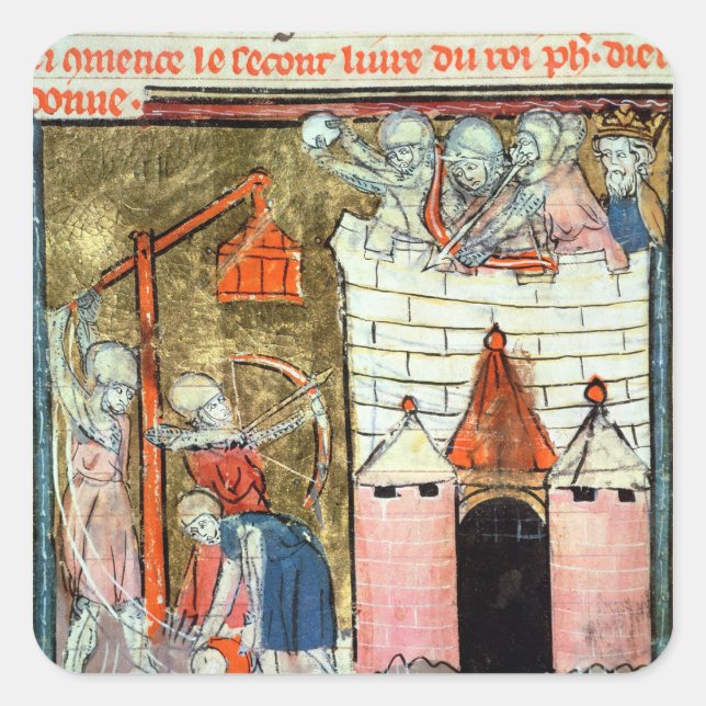 Pegatina Cuadrada Sitio del castillo de Chinon (Anverso)