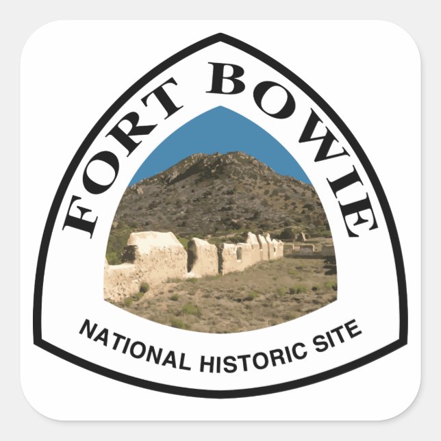 Pegatina Cuadrada Sitio Histórico Nacional Fort Bowie (Anverso)