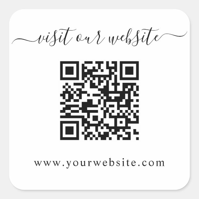 Pegatina Cuadrada Sitio web de Boda de código QR (Anverso)