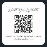 Pegatina Cuadrada Sitio Web de Boda en línea de código QR<br><div class="desc">Personalizar con tu sitio web aquí mismo en zazzle! Excelente para sitios web bodas como rsvp en línea,  detalles del boda</div>