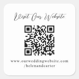 Pegatina Cuadrada Sitio Web de Boda en línea de código QR