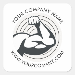 Pegatina Cuadrada Sitio web de empresa de logotipo empresarial perso