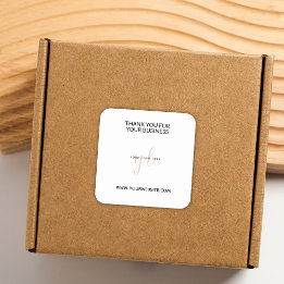 Pegatina Cuadrada Sitio Web de Modern Business Logo Marcado Gracias