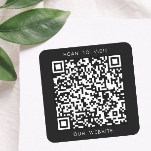 Pegatina Cuadrada Sitio web de negocios de código QR personalizado e