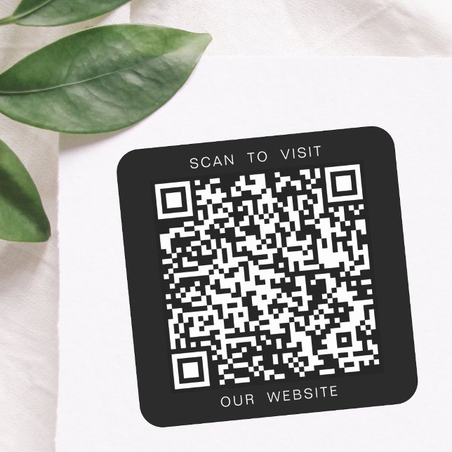 Pegatina Cuadrada Sitio web de negocios de código QR personalizado e (Subido por el creador)