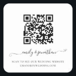 Pegatina Cuadrada Sitio Web del Boda de código QR de guión elegante<br><div class="desc">Elegante Script QR Code Boda Website. Un guión elegante con cambios para sus nombres. El texto se puede personalizar fácilmente. Simplemente cambie la dirección URL de ejemplo de la plantilla con su propia dirección URL de la página elegida de su sitio web boda y su código QR se generará automáticamente...</div>