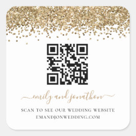 Pegatina Cuadrada Sitio web del Boda de código QR de Purpurina de or