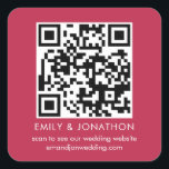 Pegatina Cuadrada Sitio web del Boda de código QR Nombres Magenta<br><div class="desc">El sitio web del Boda de código QR nombra Magenta. El texto se puede personalizar fácilmente. También puede cambiar los colores del fondo y del texto para que coincidan con el tema del boda si lo desea a través de la opción Personalizar adicional.</div>
