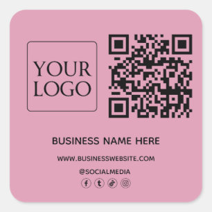 Pegatina Cuadrada Sitio web del logotipo comercial de Rubor QR Code