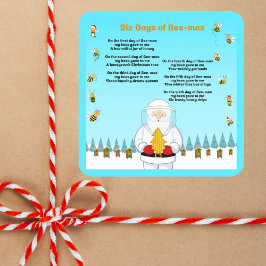 Pegatina Cuadrada Six Days of Bee-Mas Merry Christmas to an Amazing 