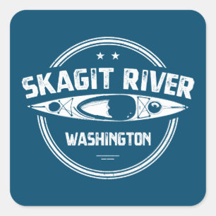 Pegatina Cuadrada Skagit River Washington Kayaking