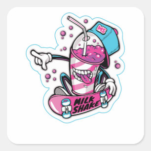 Pegatina Cuadrada Skateboard Milk Shake
