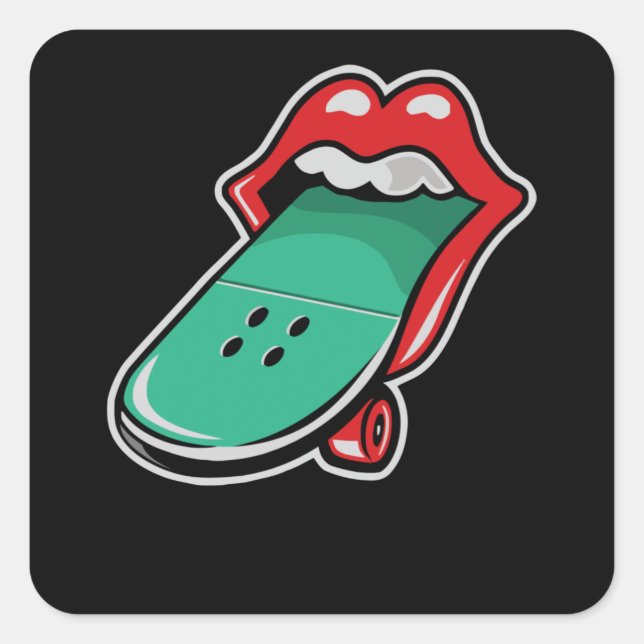 Pegatina Cuadrada Skateboard Rolling (Anverso)