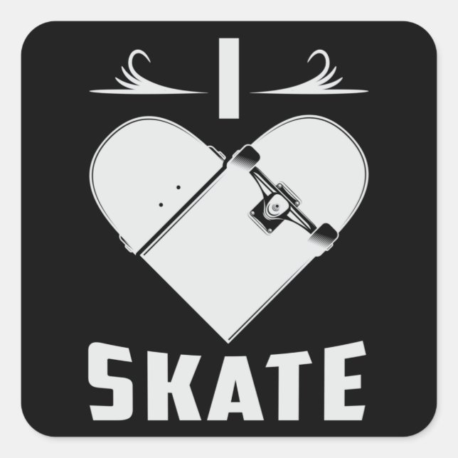 Pegatina Cuadrada Skateboard Skater Kickflip Skate Gift Idea (Anverso)