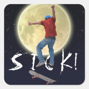 Pegatina Cuadrada Skateboarder consigue algo de Air Action Street Ku