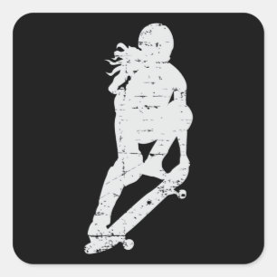 Pegatina Cuadrada Skater Chica Skateboard Sk8 Skate Gift Idea