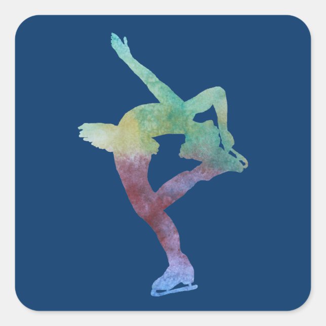 Pegatina Cuadrada Skater con pantalla de color (Anverso)