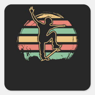 Pegatina Cuadrada Skater Retro