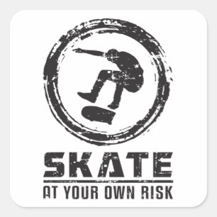 Pegatina Cuadrada Skater Skateboard Skateboard Skateboarding Gracios