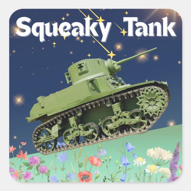 Pegatina Cuadrada Skeaky Tank (Anverso)