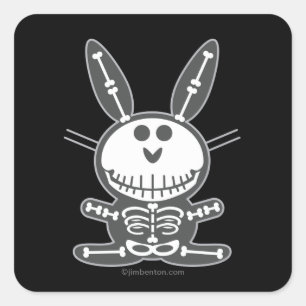 Pegatina Cuadrada Skeleton Bunny