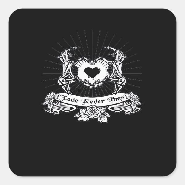 Pegatina Cuadrada Skeleton Hand Design Classic (Anverso)