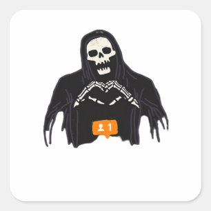 Pegatina Cuadrada Skeleton Hand Hearlower Classic