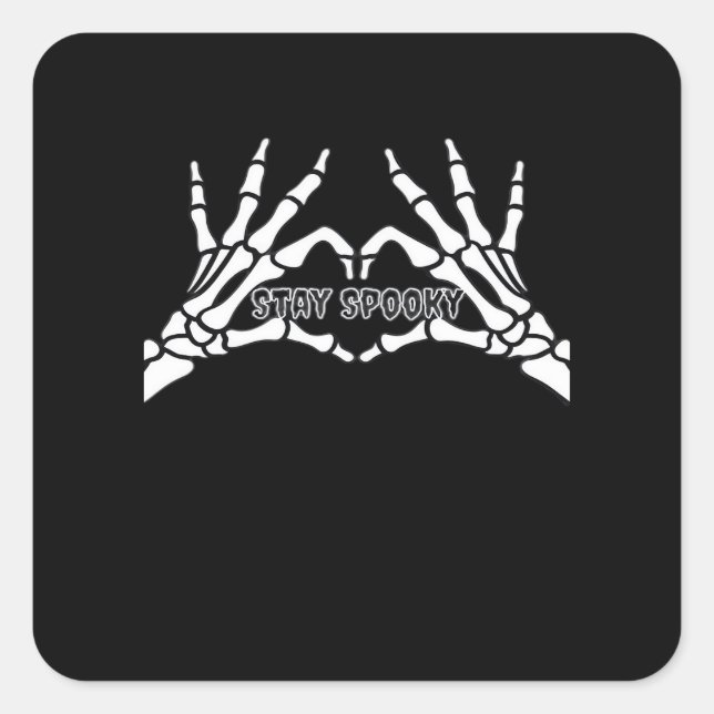 Pegatina Cuadrada Skeleton Heart And Hands Classic Design (Anverso)