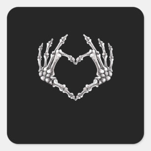 Pegatina Cuadrada Skeleton Heart And Hands Gothic Halloween