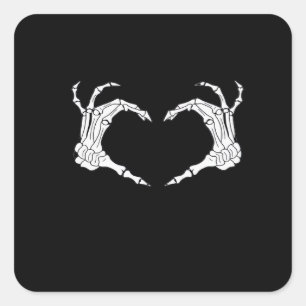 Pegatina Cuadrada Skeleton Heart Hands Classic