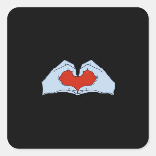 Pegatina Cuadrada Skeleton Heart Hands Classic & Basic Halloween