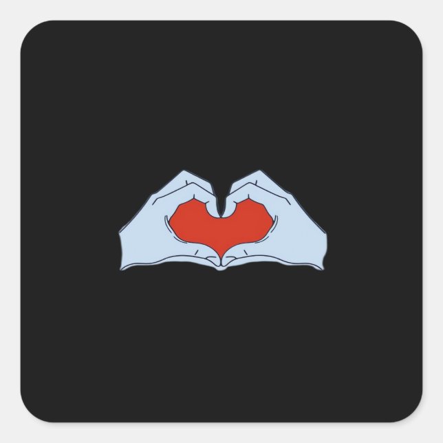 Pegatina Cuadrada Skeleton Heart Hands Classic & Basic Halloween (Anverso)