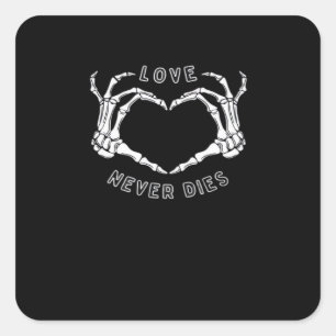 Pegatina Cuadrada Skeleton Heart Hands Funny y Classic
